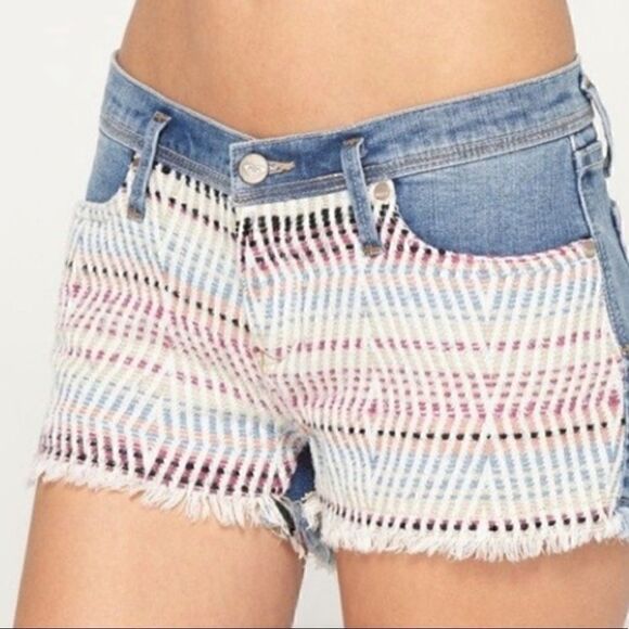 Roxy Shorts Womens size 30 jeans Aztec Woven embroidered denim - Picture 2 of 11